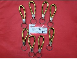Черно-желтые брелки для авто ключей | Кожаное плетение | Кольцо