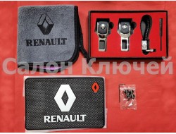 Подарочный набор для Renault №2 (заглушки, брелок, микрофибра, силиконовый коврик, колпачки)