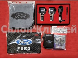Подарочный набор для Ford №3 (заглушки, брелок, микрофибра, силиконовый коврик, ключница, колпачки)