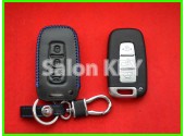 Чехол кожаный для смарт ключа KIA синие нитки