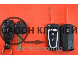 Выкидной ключ Hyundai для переделки 2 кнопки Вид №3 Сатин