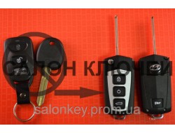 Выкидной ключ Hyundai для переделки 3+1 кнопки Вид №5 Exlusive