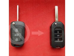 Корпус выкидного ключа KIA для ремонта выкидного ключа на 3 кнопки вид Акрил