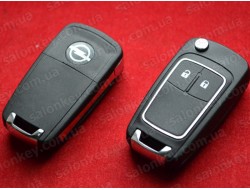 Выкидной ключ Opel Insignia, Vectra, Astra с 2010г. корпус на 2 кнопки хром