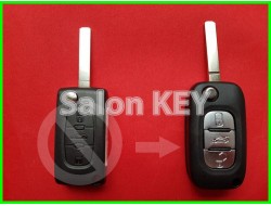 Peugeot 107, 207, 307, 308, 407, 3008 выкидной ключ 3 кнопки с местом под батарейку