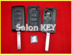 Корпус ключа Peugeot выкидной 3 кнопки с bettery holder (OEM)