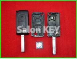 Корпус ключа Peugeot выкидной 2 кнопки с bettery holder (OEM)