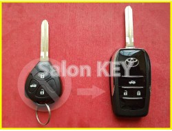 Выкидной ключ Toyota 3 кнопки для переделки из обычного Новый стиль