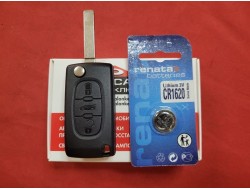 Ключ Citroen выкидной Корпус 3 кнопки + батарейка Renata CR1620